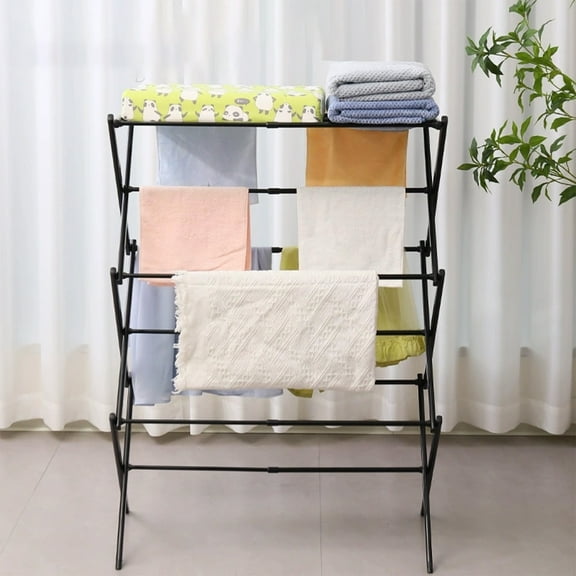 CVLNCYCLING Telescopic Folding Drying Rack, Pull Wide Telescopic Towel Rack Floor Stand, Household Simplistic Floor Drying Rod for Laundry Room, Space Saving Clothes Hanger