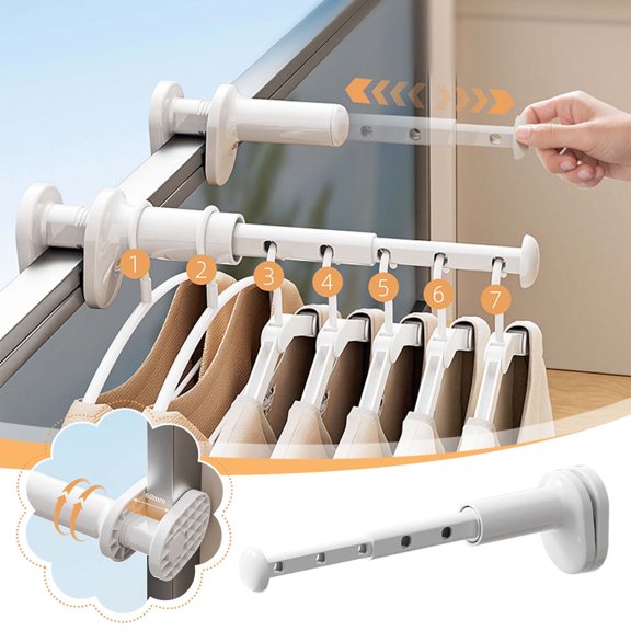 CVLNCYCLING Travel Clothes Rack Hole, Telescopic Clothes Drying Rod, Multifunctional Hotel Balcony Folding Drying Pole, Clothes Drying Artifact, Space Saving Clothes Hanger for Travel