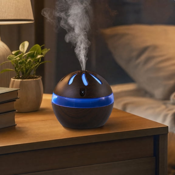 CVLNCYCLING Wood Grain Humidifier with Hollow Light, Silent Large Mist Aroma Diffuser, for Bedroom Bedside, Night Light Decor