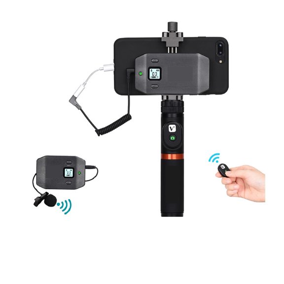 CVM-WS50(A) 6-Channel UHF Wireless Microphone 197ft Range With Phone Holder + Grip + Remote Control ,Clear Sound