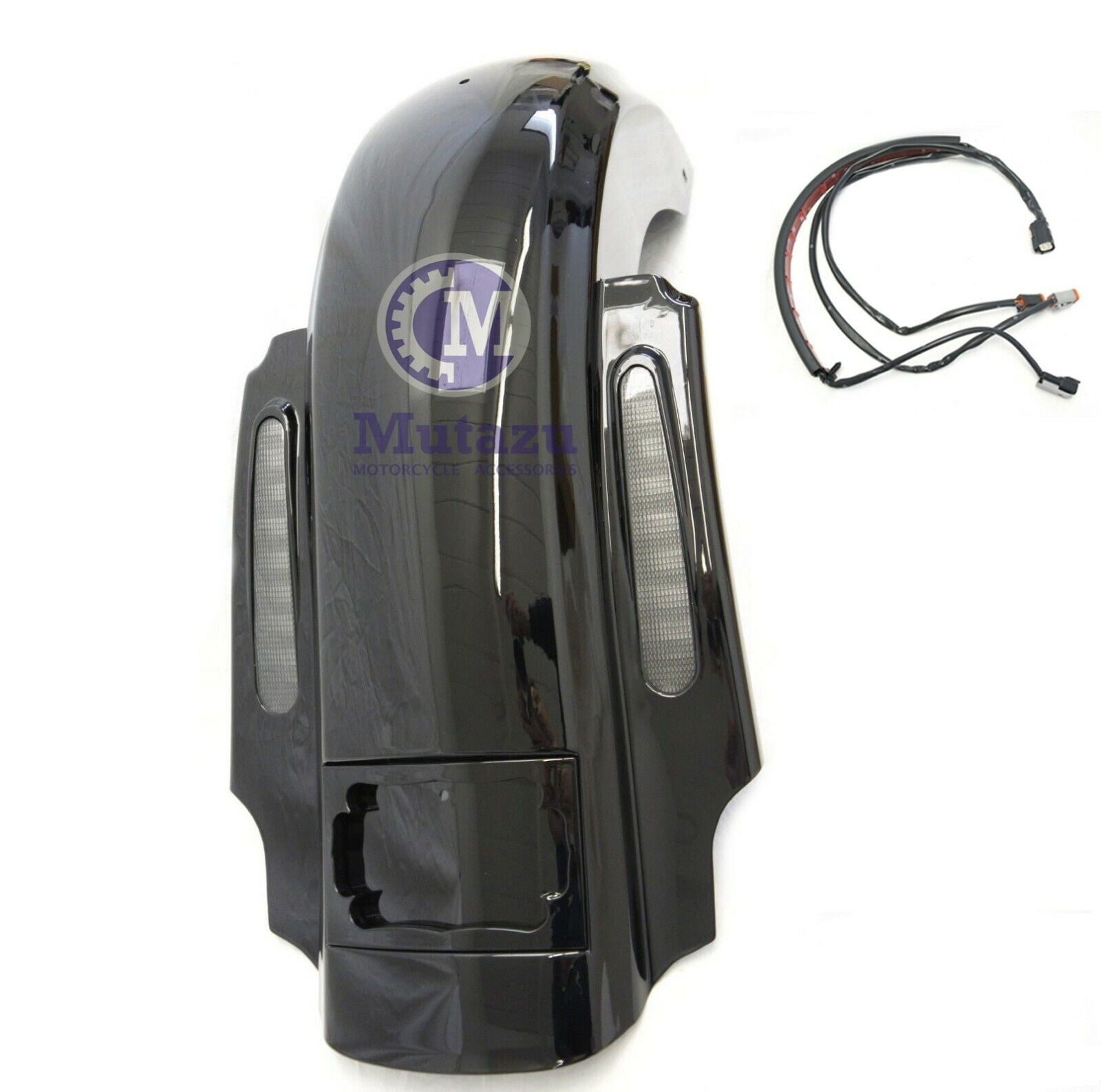 CVO Dual Cut Stretched Rear Fender w LED + Wire Harness for 14 up ...