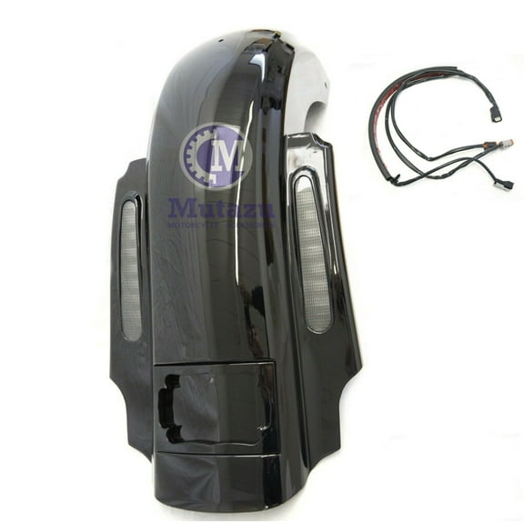 CVO Dual Cut Stretched Rear Fender w LED + Wire Harness for 14 up Harley Touring