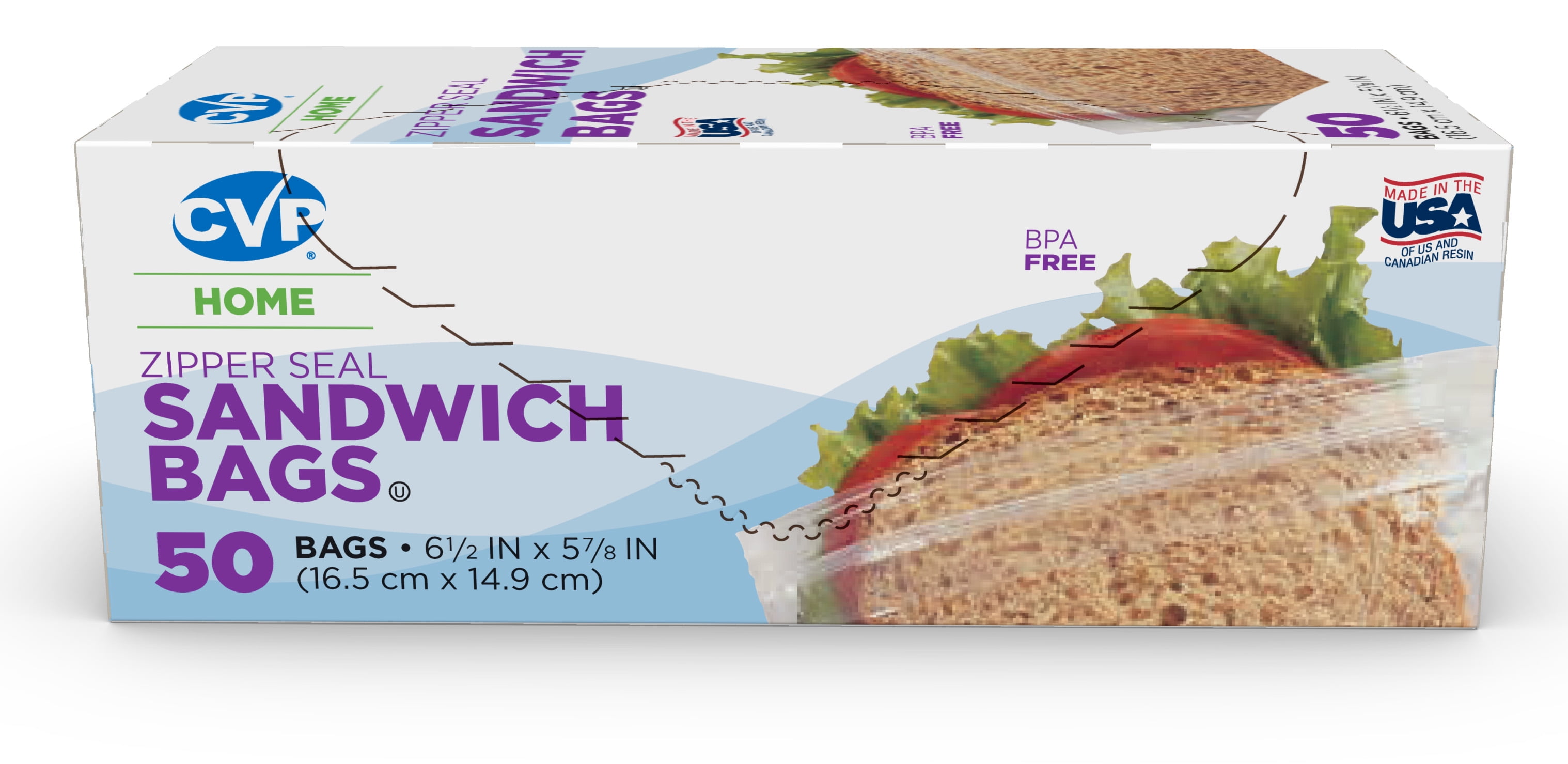 CVP RECLOSABLE SANDWICH BAGS 50CT