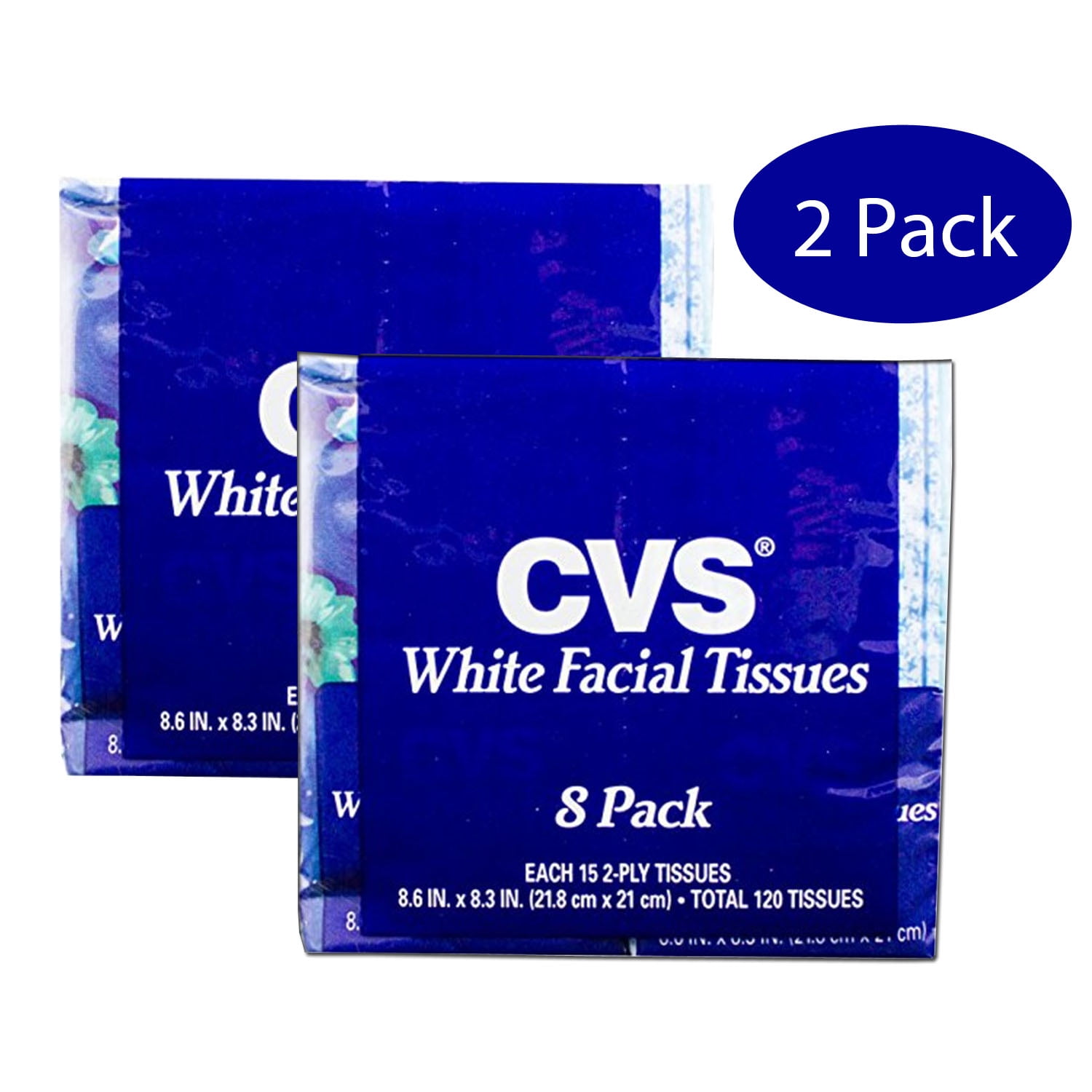 CVS 2Ply White Facial Tissues (Sixteen 15 Count Softpacks, Total 240
