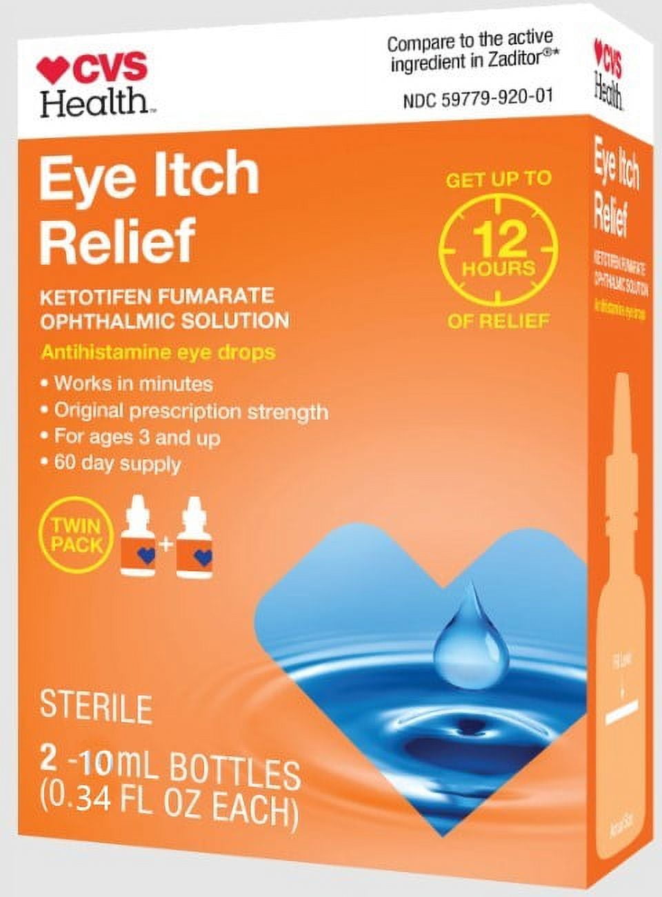 CVS Health Eye Itch Relief Antihistamine Eye Drops 2x0.34 fl oz