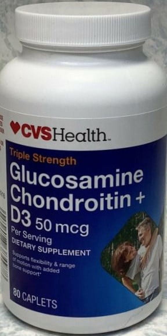 CVS Health Glucosamine Chondroitin + D3 Caplets, 50 mcg, 80 Caplets