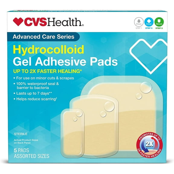CVS Health Hydrocolloid Gel Adhesive Pds, 5 Pads, Assorted Sizes