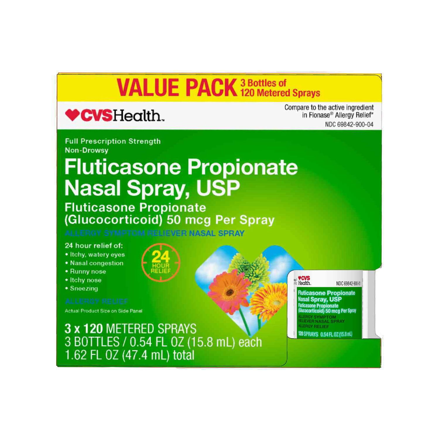 CVS Health Relief Allergy Symptoms Fluticasone Nasal Spray 50mcg/Spray 360 Metered Sprays 1.62