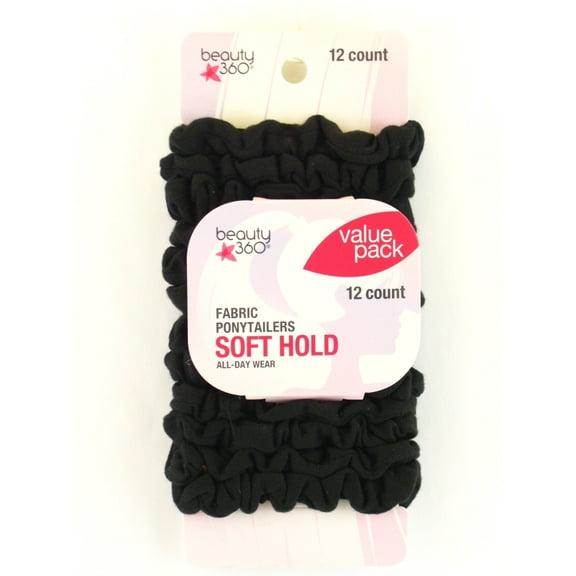 CVS Pharmacy Beauty 360 Adult Ponytail Holder Hair Tie, Black, 12 ct