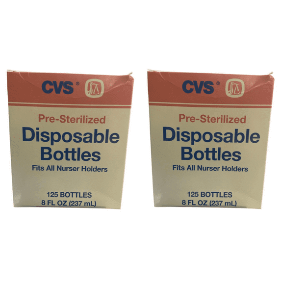 CVS Pre-Sterilized Disposable Bottles Fits All Nurser Holders 125 ...