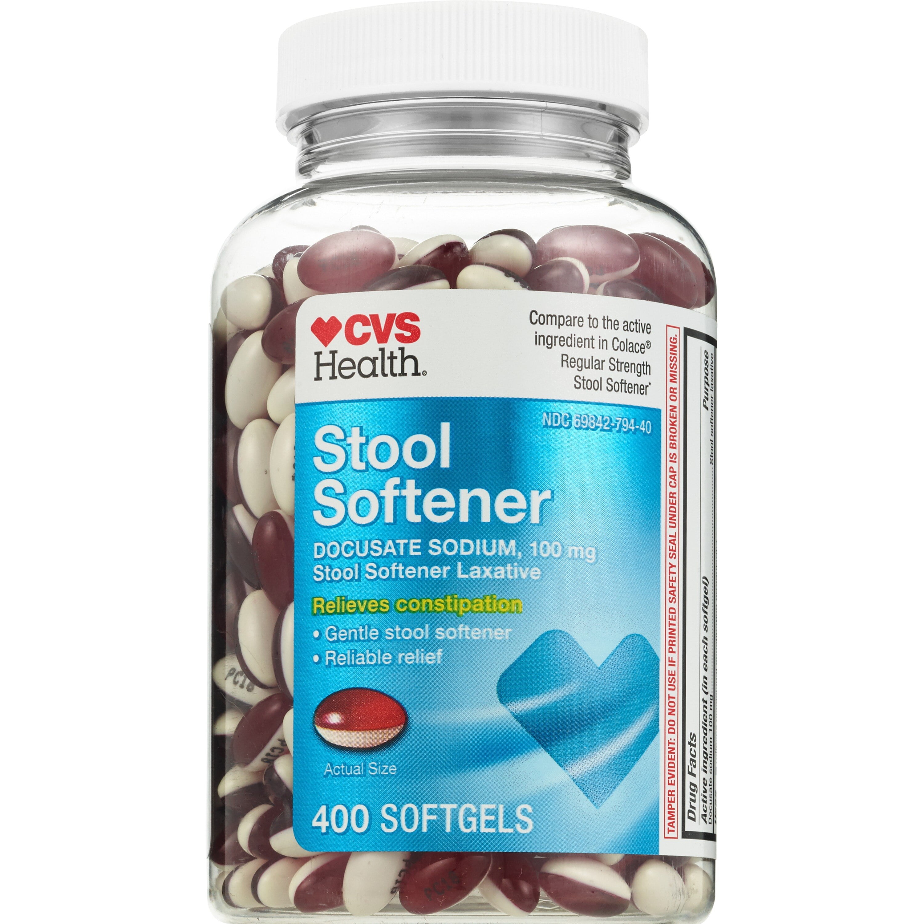CVS Regular Strength Stool Softener, Docusate Sodium 100 mg, softgels, 400 Count
