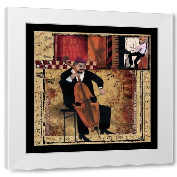 CW Designs Inc. 12x12 White Modern Wood Framed Wall Art Titled - Jazz Cello