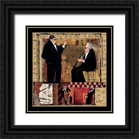 CW Designs Inc. 15x15 Black Ornate Wood Framed with Double Matting Museum Art Print Titled - Jazz Trumpet