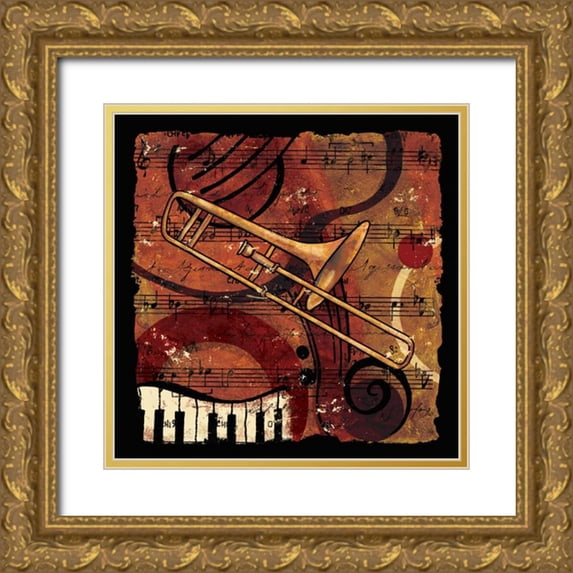 CW Designs Inc. 15x15 Gold Ornate Wood Framed with Double Matting Museum Art Print Titled - Jazz Music I