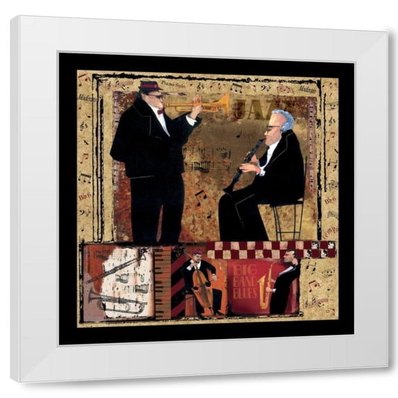 CW Designs Inc. 26x26 White Modern Wood Framed Wall Art Titled - Jazz Trumpet