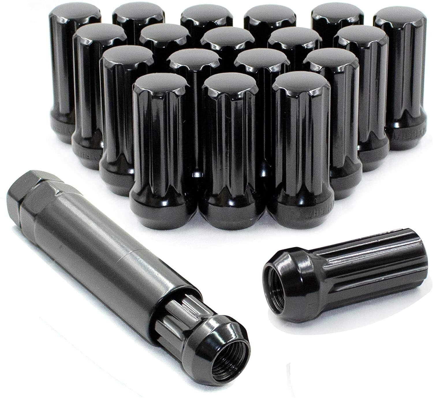 24 Black Spline Lug Nuts With Key – M14x1.5 For Dodge Challenger, Charger, Hellcat & More