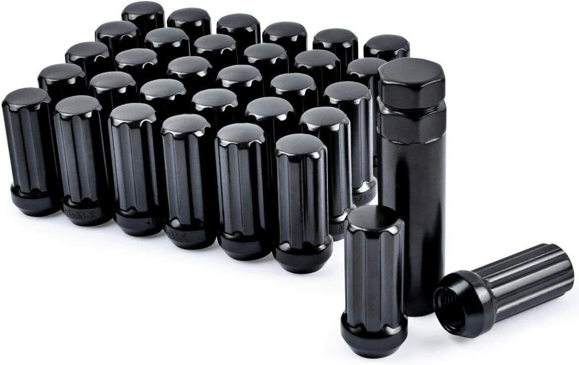 CWA 32 Black Spline Lug Nuts 14x1.5 Compatible with Dodge Ram 2500 3500 HD Trucks +Security Key