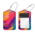CWAGFEQZ 2Pc Luggage Tags For Suitcases Colorful Oil Painting Print