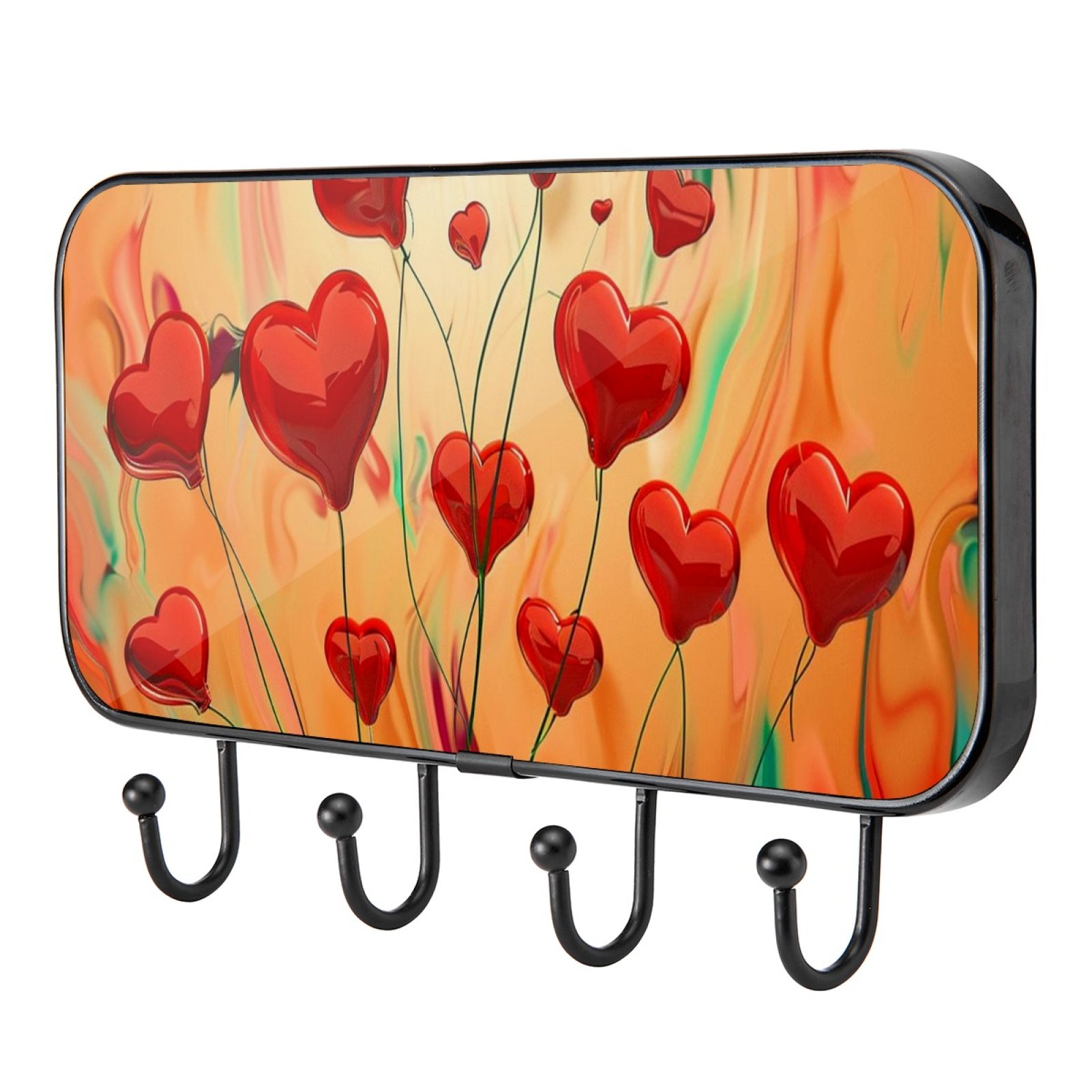 CWAGFEQZ Hooks for Hanging,Adhesive Wall Hooks Valentines Red Hearts