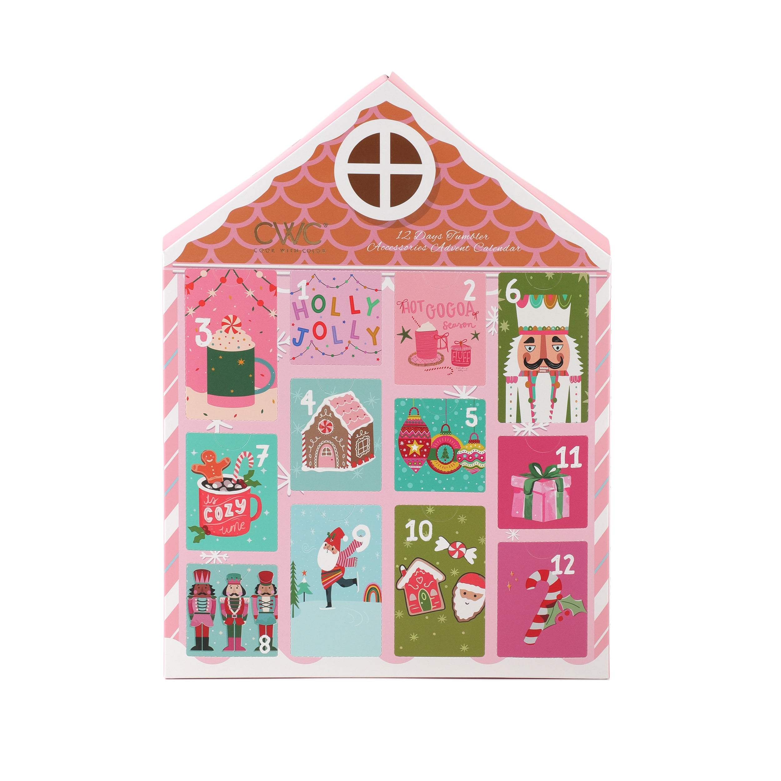 Cook With Color 12-Piece Holiday Blind Box Water Cup Accessories Set Reusable Christmas Charms, Sleeves & Toppers