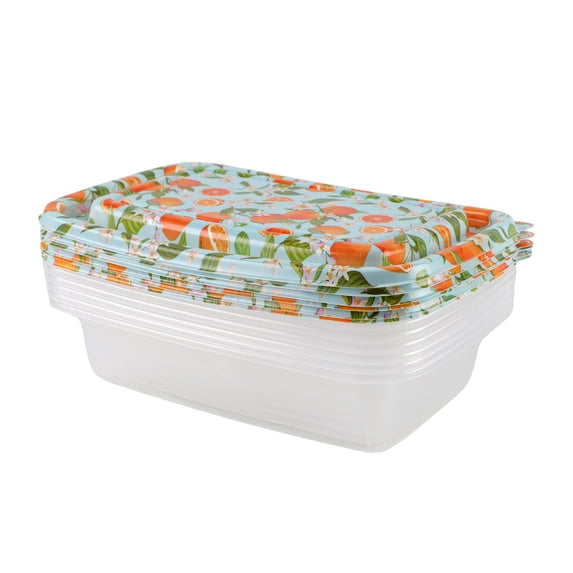 Cook with Color 12-Piece Rectangular BPA-Free Food Storage Container Set with Printed Lids, Orange