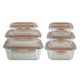 thumbnail image 1 of Cook with Color 12-Piece Glass Food Storage Container Set with Lids, Airtight & Leakproof, Taupe, 1 of 5
