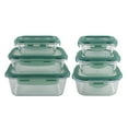 thumbnail image 1 of Cook with Color 12-Piece Glass Food Storage Container Set with Lids, Airtight & Leakproof, Sage Green, 1 of 5