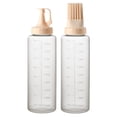 thumbnail image 1 of Cook With Color 2-Piece Sauce Bottle Set, Squeeze Dispenser with Silicone Basting Brush, Taupe, 1 of 5