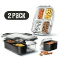 thumbnail image 1 of Cook With Color 2-Pack 4-Compartment Mini Snackle Box, Charcuterie and Snack Container, Divided Serving Tray with Lids, Dishwasher Safe, Black & White, 1 of 10