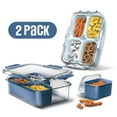 thumbnail image 1 of Cook With Color 2-Pack 4-Compartment Mini Snackle Box, Charcuterie and Snack Container, Divided Serving Tray with Lids, Dishwasher Safe, Blue & Light Blue, 1 of 10