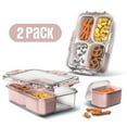 thumbnail image 1 of Cook With Color 2-Pack 4-Compartment Mini Snackle Box, Charcuterie and Snack Container, Divided Serving Tray with Lids, Dishwasher Safe, Pink, 1 of 10