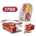 thumbnail image 1 of Cook With Color 2-Pack 4-Compartment Mini Snackle Box, Charcuterie and Snack Container, Divided Serving Tray with Lids, Dishwasher Safe, Red & Pink, 1 of 10