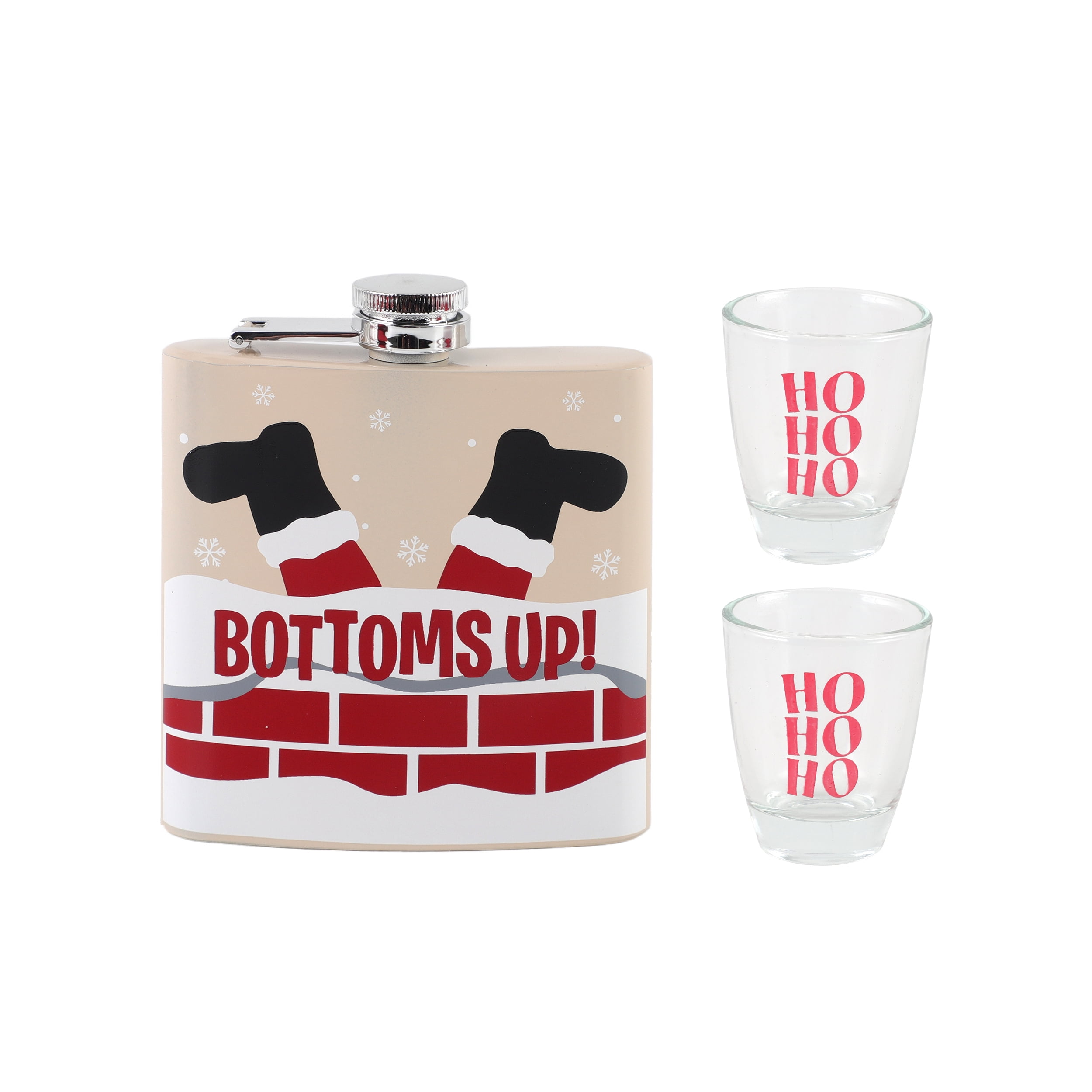 CWC 3PC HIP FLASK &HOT GLASSES