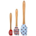 thumbnail image 1 of Cook with Color 3-Piece Heart Spatula Set, Silicone Baking Tools with Wood Handles, Oh My Stars and Stripes Patriotic, 1 of 5