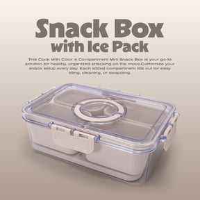 Cook with Color 4-Compartment Portable Snack Box Food Storage Container with Removable Ice Pack, Taupe