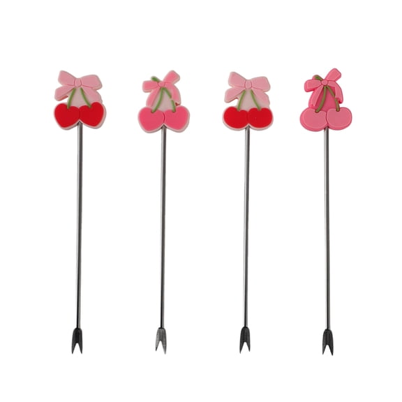 Cook with Color Valentine's Reusable Drink Stirrers, Cherry