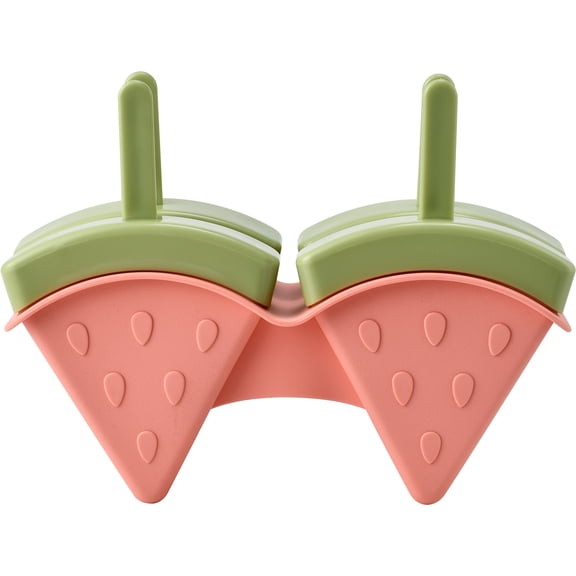 Cook With Color 4-Piece Silicone Ice Pop Molds, Reusable Popsicle Maker with Lids and Sticks, Watermelon