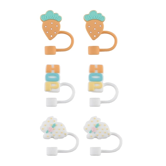 Cook With Color 6 Piece Straw Topper Set, Reusable Straw Covers, Universal Fit, Dishwasher Safe, Egg