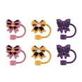 thumbnail image 1 of Cook With Color 6-Piece Halloween Bow Straw Toppers – Multicolor Drink Covers, Dishwasher Safe, 1 of 5