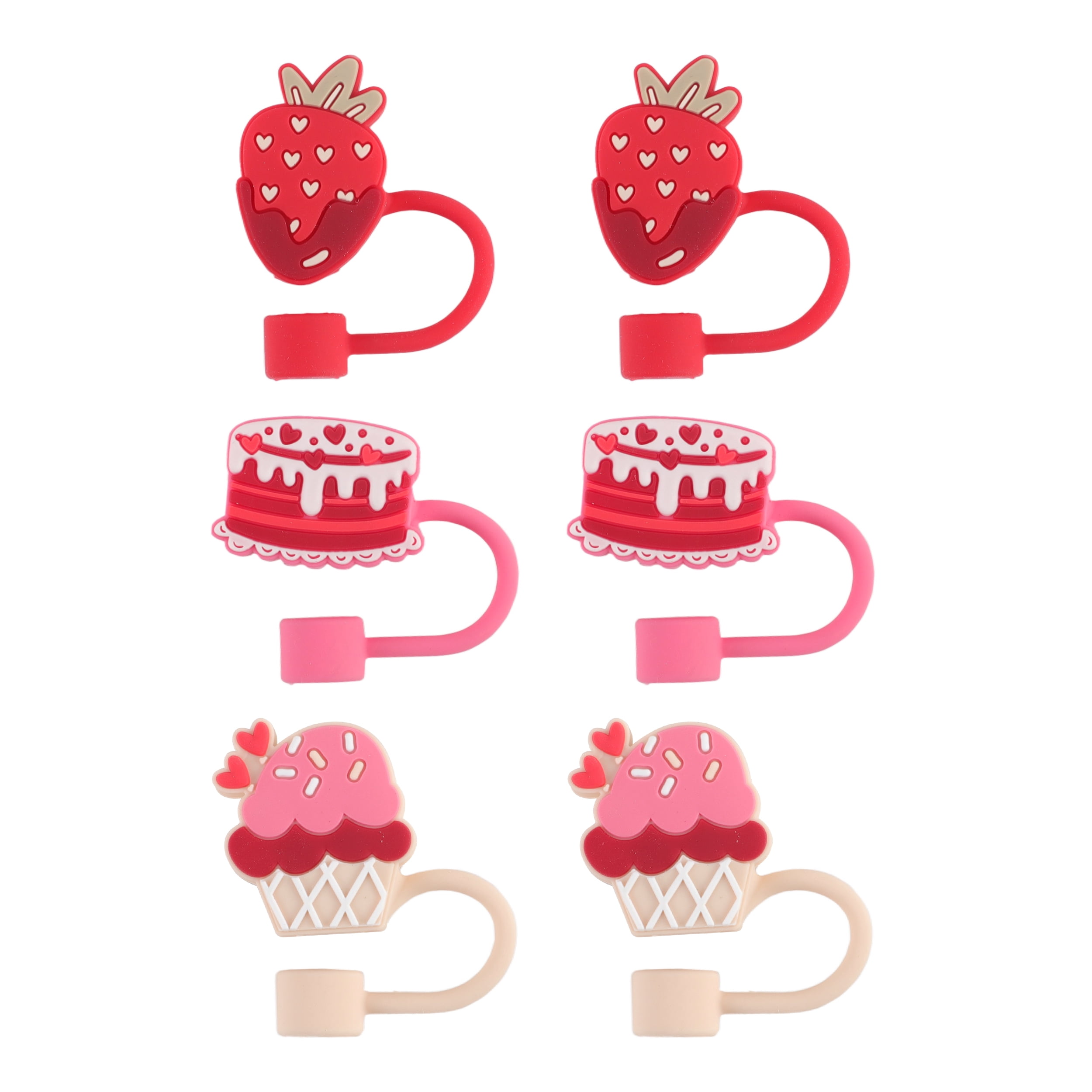 Cook with Color 6 Piece Silicone Valentine’s Day Straw Topper Set ...