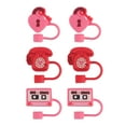 thumbnail image 1 of Cook with Color 6 Piece Silicone Valentine’s Day Straw Topper Set, Reusable Straw Covers for Standard Straws, 1 of 5