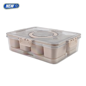 Cook with Color Taupe 8-Compartment Snack Storage Container with Lid & Handle
