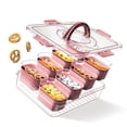 thumbnail image 1 of Cook With Color 8-Compartment Snackle Box, Charcuterie and Snack Container, Divided Serving Tray with Lids and Handle, Dishwasher Safe, Mauve, 1 of 5