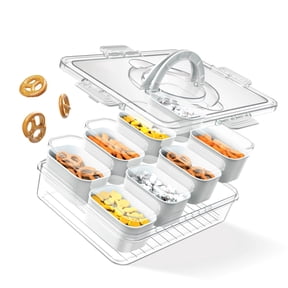 Cook with Color 8-Compartment Charcuterie Snack Box, Divided Tray with Lids and Handle