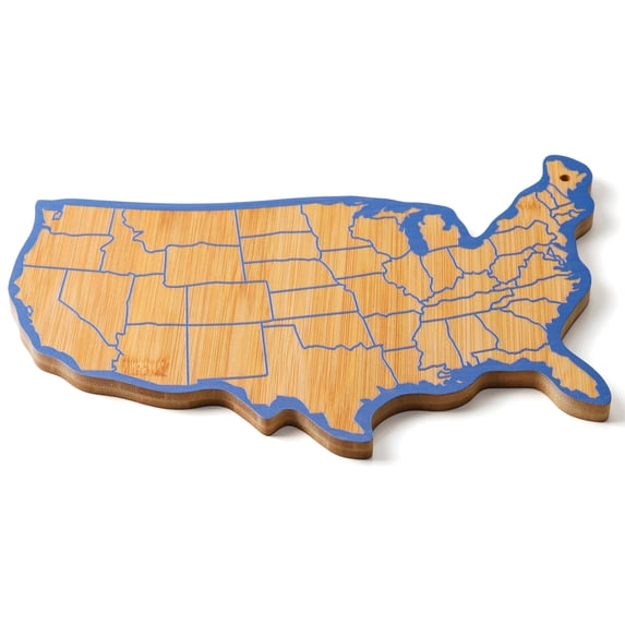 Cook with Color Bamboo Cutting Board, USA Map-Shaped Serving and Charcuterie Board, Americana