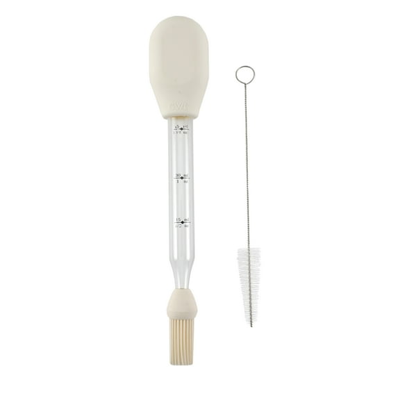 Cook with Color Stainless Steel Baster with Heat-Resistant Silicone Brush Cream