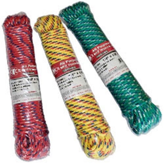 CWC Braided MFP Utility Cord - 3/8" x 100 ft., Assorted Colors (Pack of 6 hanks)
