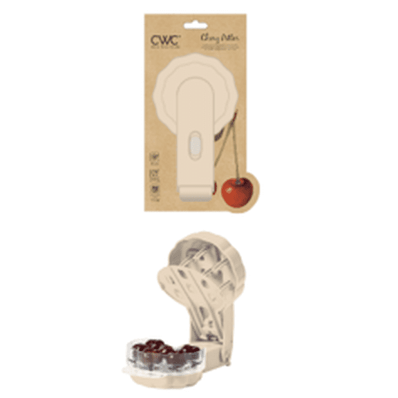 Cook With Color Cherry Pitter Tool, Handheld Quick-Release Stone Remover for Cherries and Olives, Taupe