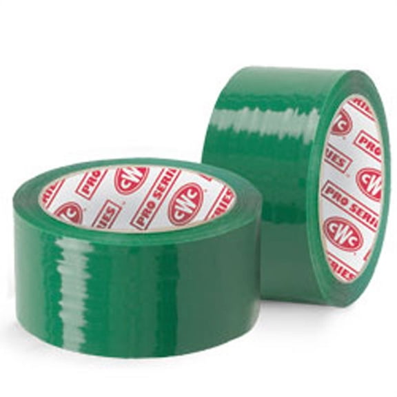 CWC Carton Sealing Tape - 2 mil, 2" x 110 yds, Green (Pack of 36 rolls)
