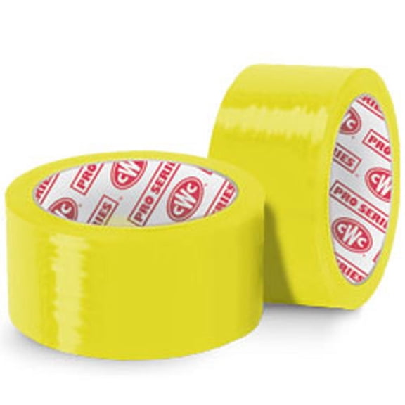 CWC Carton Sealing Tape - 2 mil, 2" x 110 yds, Yellow (Pack of 36 rolls)